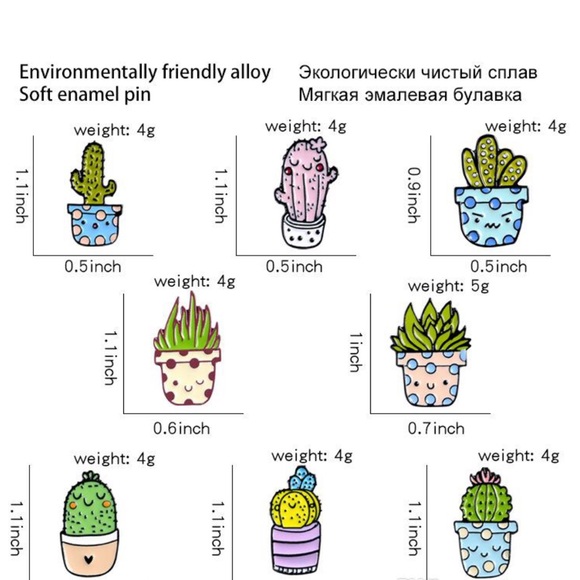 Cute🌵MIXED CACTUS PINS🌺 only comes with ONE out of the 8for keychain - Picture 7 of 8